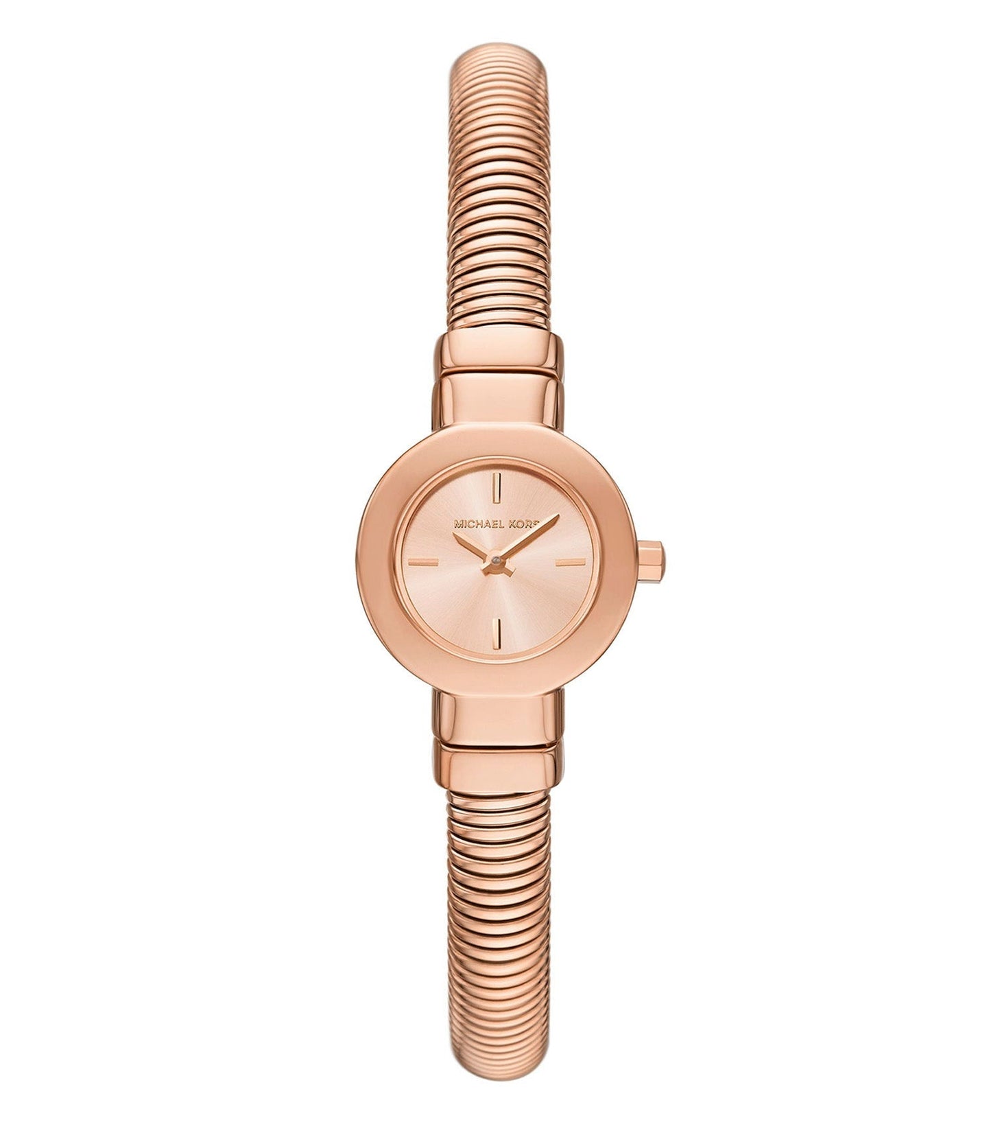 Michael Kors Mini Gramercy rose gold-tone women's watch with textured bangle bracelet