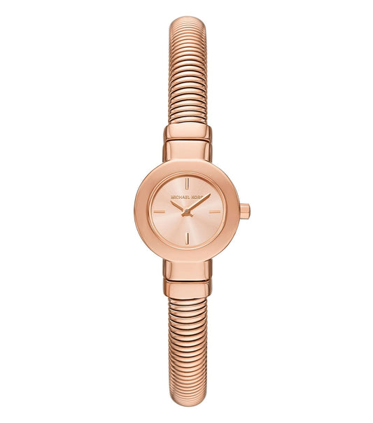 Michael Kors Mini Gramercy rose gold-tone women's watch with textured bangle bracelet