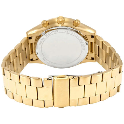 MK8909 Michael Kors watch caseback detail showing gold bracelet and case