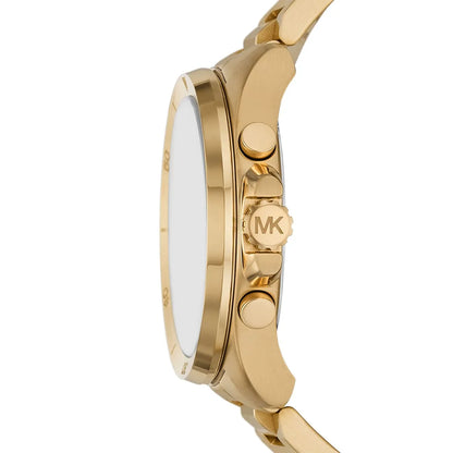 Side view of MK8934 Brecken watch showing gold-tone case and chronograph pushers