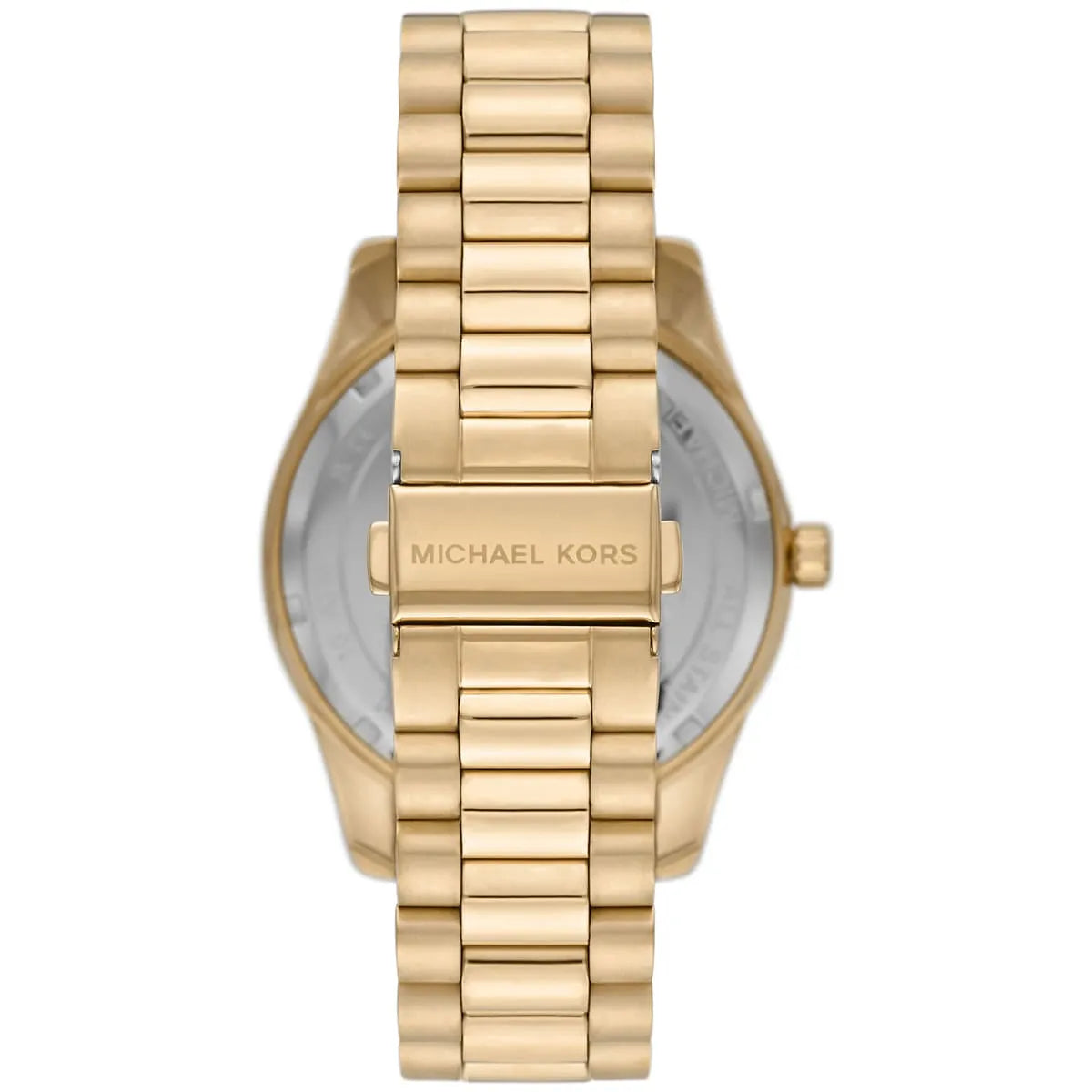 Michael Kors Lexington watch caseback with gold-tone stainless steel bracelet