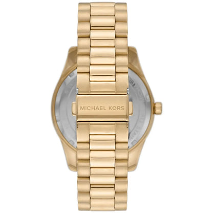 Michael Kors Lexington watch caseback with gold-tone stainless steel bracelet