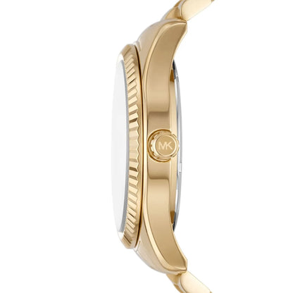 Michael Kors Lexington watch side view showing case profile and MK logo