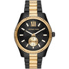 Michael Kors Lexington men's watch with two-tone black and gold stainless steel case and bracelet