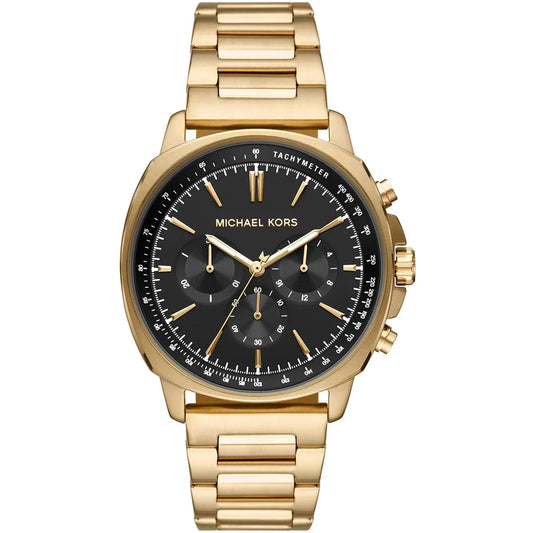 Michael Kors Sullivan gold-tone chronograph watch with black dial and gold stainless steel bracelet