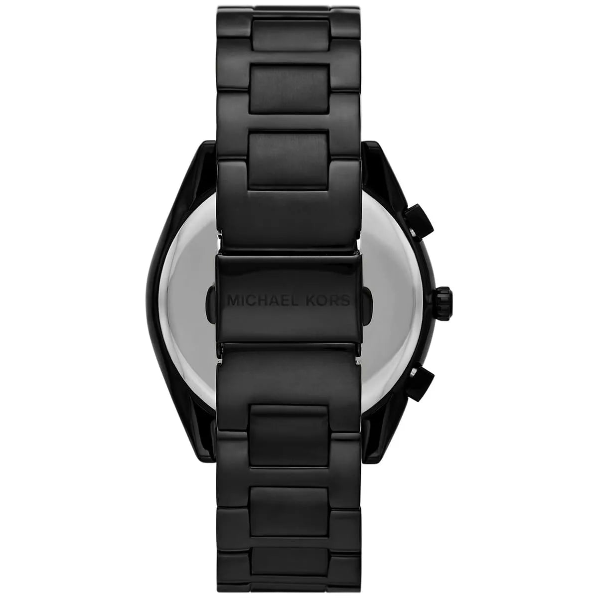 Michael Kors Janelle MK8993 caseback showing black stainless steel and Michael Kors branding