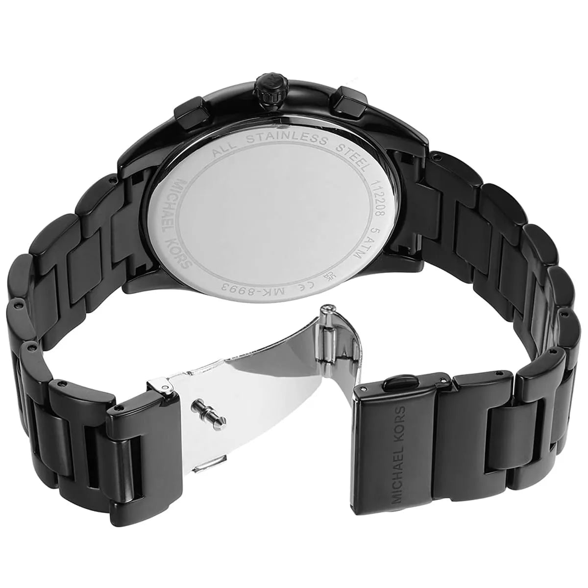 Michael Kors Janelle MK8993 black stainless steel link bracelet strap with fold-over clasp