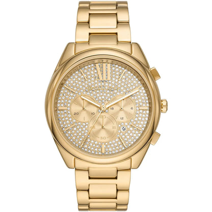 Michael Kors MK8995 gold-tone chronograph watch with crystal pavé dial and gold bracelet