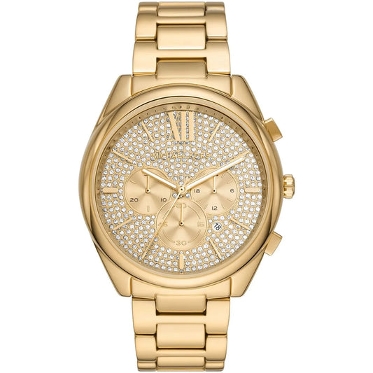 Michael Kors MK8995 gold-tone chronograph watch with crystal pavé dial and gold bracelet