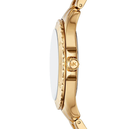 Michael Kors Everest watch side profile showing case thickness and gold-tone bracelet links