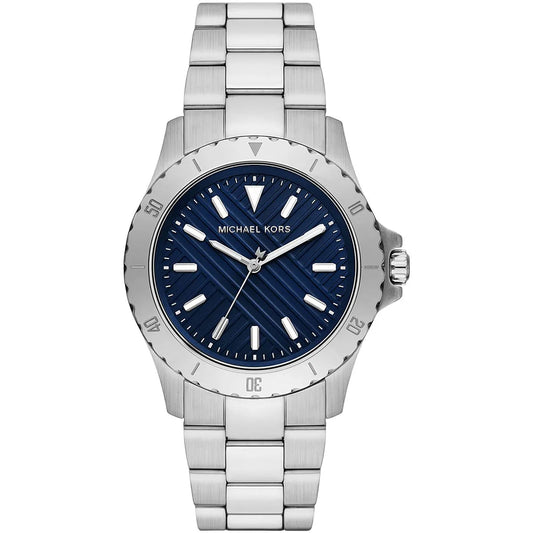 Michael Kors Everest MK9079 men's watch with blue dial and silver stainless steel bracelet
