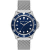 Michael Kors Everest men's watch with blue dial, silver-tone mesh strap, and rotating bezel