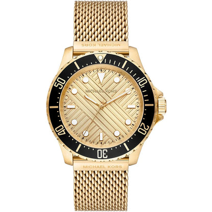Michael Kors Everest MK9083 gold-tone men's watch with gold dial and black bezel