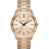 Michael Kors MK9122 gold-tone watch with beige dial and metal bracelet strap