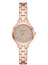 Michael Kors Mini Aspyn rose gold-tone women's watch with crystal-paved dial and rose gold bracelet