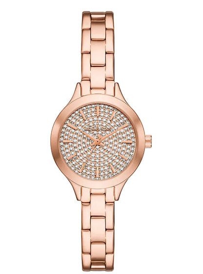 Michael Kors Mini Aspyn rose gold-tone women's watch with crystal-paved dial and rose gold bracelet