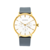 Noxbridge AG41 gold men's watch with white chronograph dial and gray leather strap