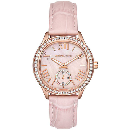 Michael Kors Sage Pavé MOP Dial and Pink Leather Strap Women's Watch - MK4820