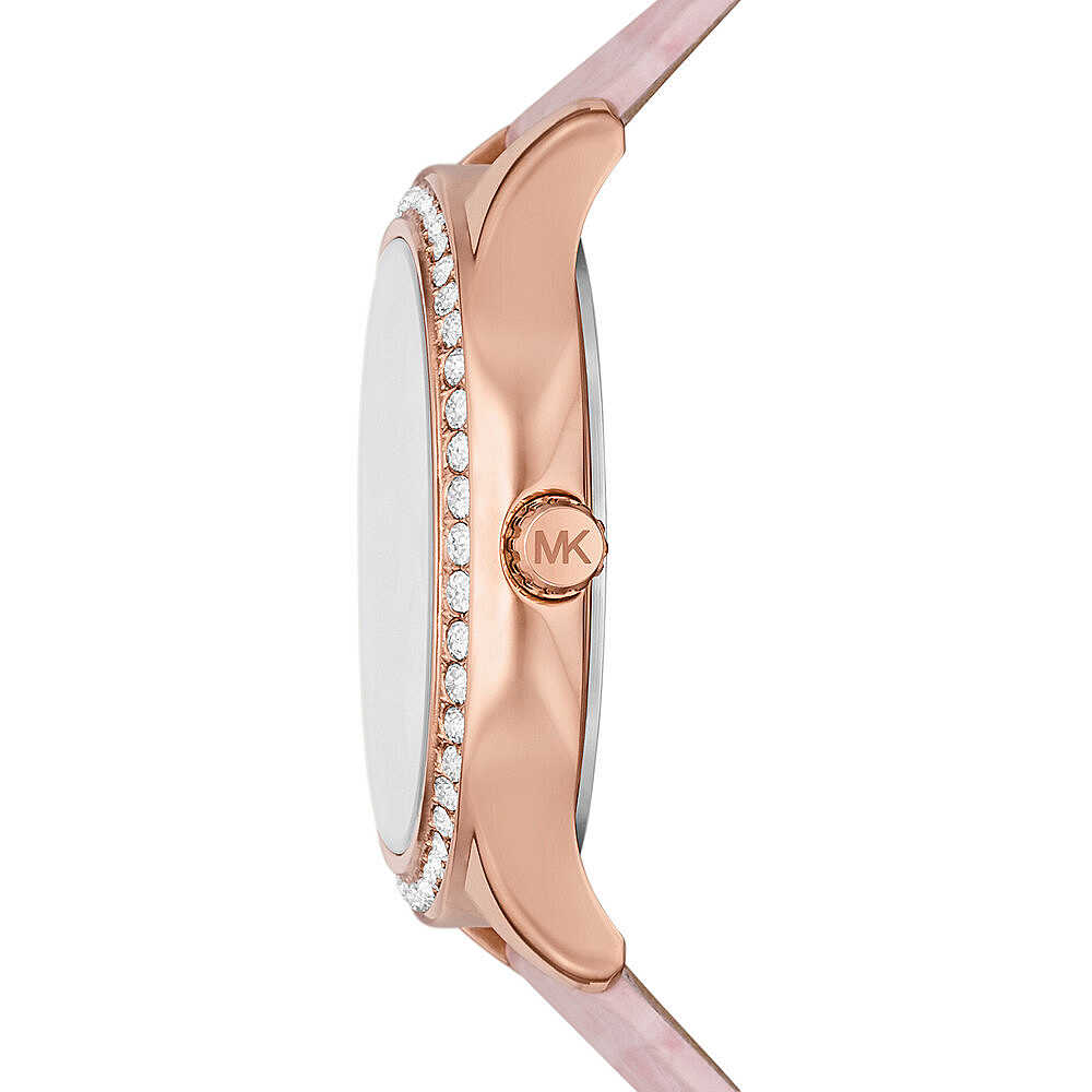 Michael Kors Sage Pavé MOP Dial and Pink Leather Strap Women's Watch - MK4820