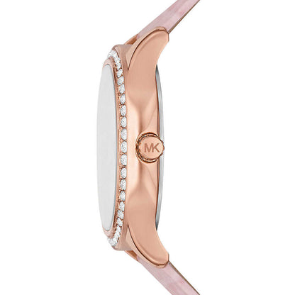 Michael Kors Sage Pavé MOP Dial and Pink Leather Strap Women's Watch - MK4820