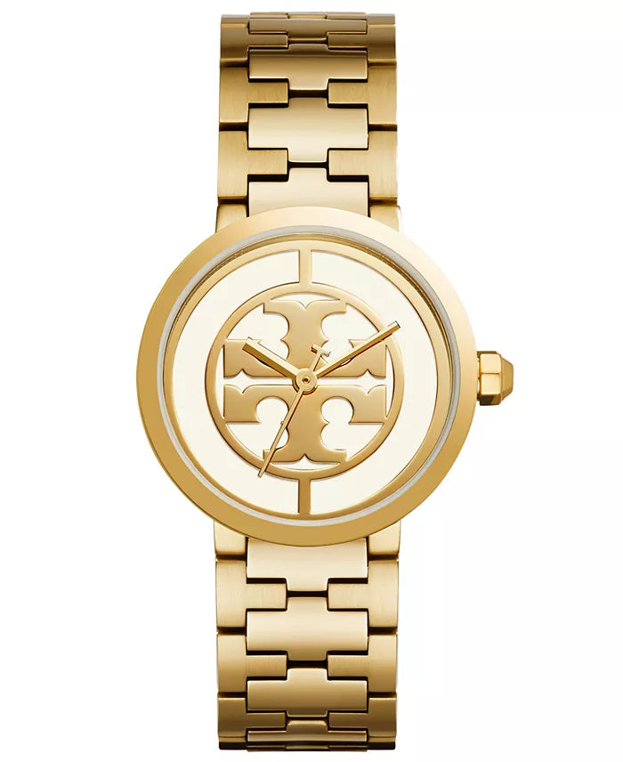 Reva gold-tone women's watch with logo dial and matching bracelet
