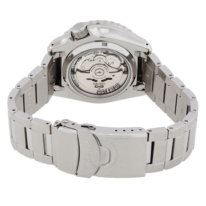 Seiko 5 Sports SKX caseback showing automatic movement and transparent exhibition display