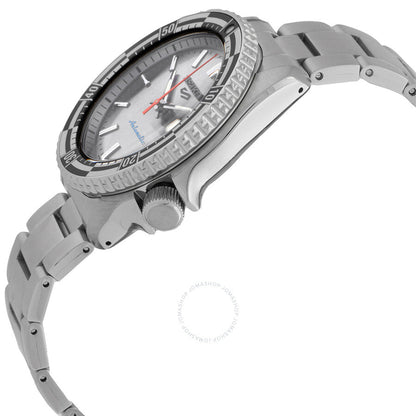 Seiko 5 Sports watch angled view showing case profile and stainless steel bracelet