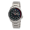 Seiko 5 Sports SRPK13K1 automatic watch with black dial and stainless steel bracelet, front view