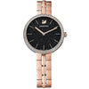 Swarovski Crystal Pave Rose Gold Women's Watch with black dial and crystal-set bezel