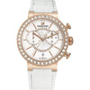Swarovski Citra Sphere Chrono white dial rose-gold watch with crystal bezel and white leather strap