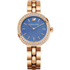 Swarovski City rose gold women's watch with blue crystal pave dial and crystal bezel