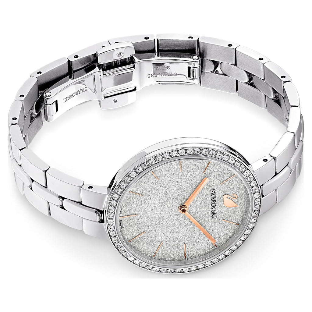 Swarovski Cosmopolitan watch flat lay view displaying full bracelet and dial