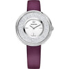 Swarovski Eternal women's watch with crystalline silver dial and purple leather strap