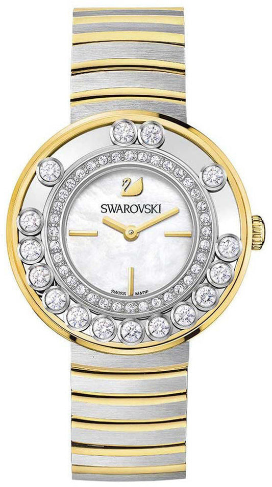 Swarovski Lovely Crystals white dial watch with gold-tone case and two-tone bracelet