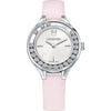 Swarovski Lovely Crystals Mini women's watch with pink strap and crystal-set bezel, silver case