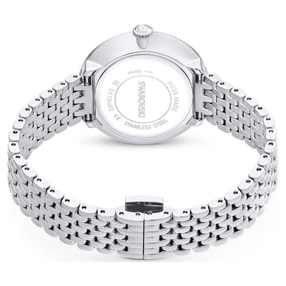 Swarovski Octea Chrono caseback showing stainless steel construction and engraving
