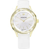 Swarovski Octea Nova women's watch with white dial, gold-tone case and white leather strap