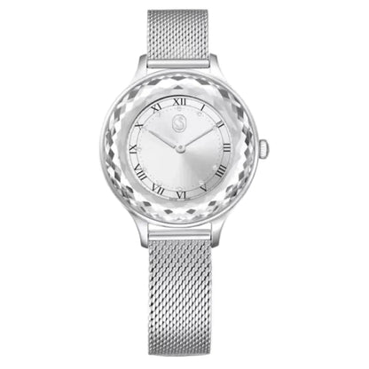 Swarovski Octea Nova silver steel women's watch with sapphire glass bezel and silver dial