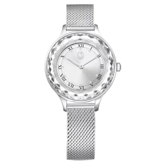 Swarovski Octea Nova silver steel women's watch with sapphire glass bezel and silver dial