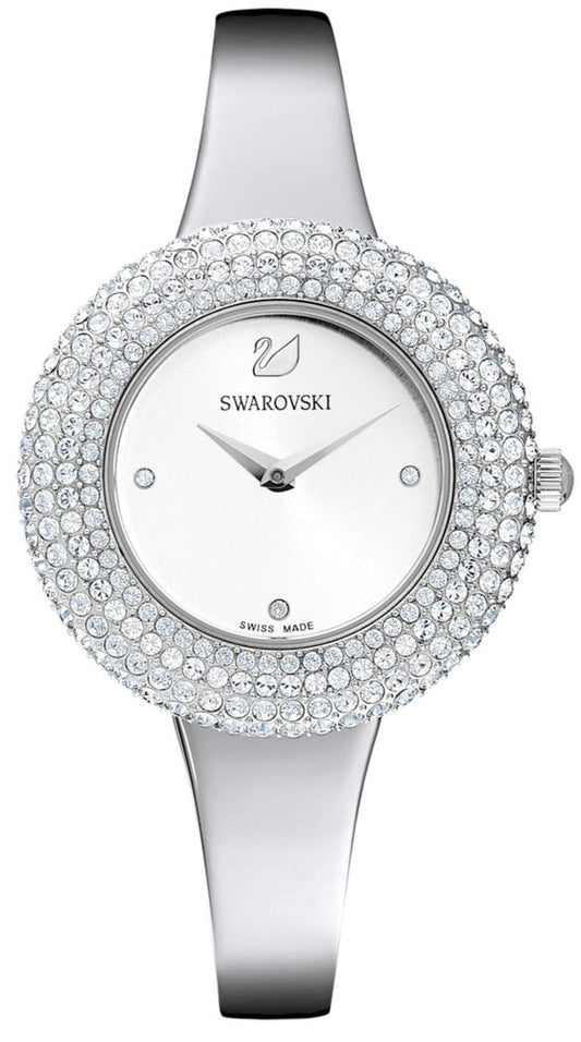 Swarovski Crystal Sparkling women's watch with silver dial and crystal-paved bezel