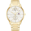 Tommy Hilfiger Hunter men's watch with white dial, gold-tone case and bracelet, multifunction subdials