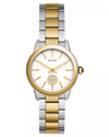 Tory Burch Collins Petite watch with yellow gold and stainless steel two-tone bracelet and white dial