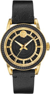 Versace Code men's watch with black guilloche dial and gold-tone case