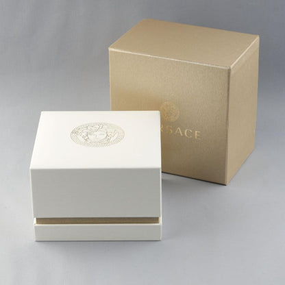 Versace watch box packaging with gold and white presentation box