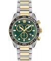 Versace Greca Dome chrono two-tone watch with green dial and gold accents