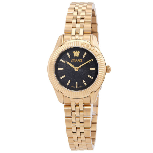 Versace Greca Time Lady gold-tone watch with black dial and bracelet