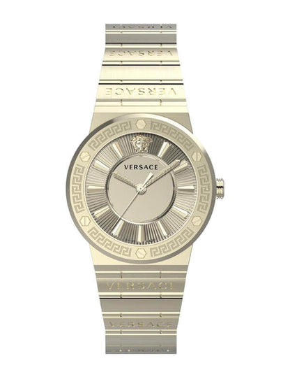 Versace Greca all gold women's watch with round dial and integrated bracelet
