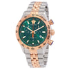 Versace Hellenyium chronograph watch with green dial and two-tone steel bracelet