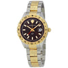 Versace Hellenyium brown dial two-tone watch with gold bezel and stainless steel band
