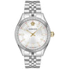 Versace Hellenyium women's watch with white dial, silver steel case and bracelet